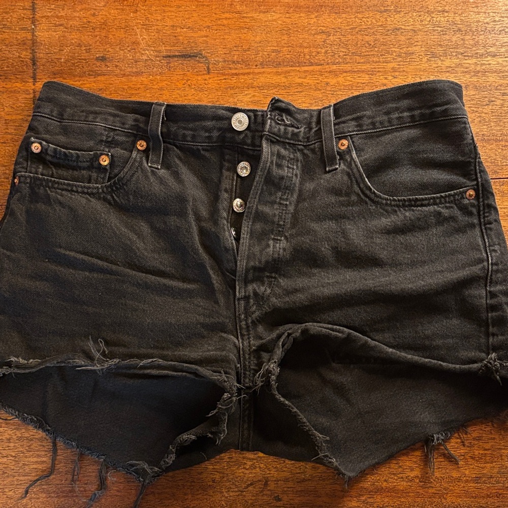 Levi's Black Distressed Jean Shorts